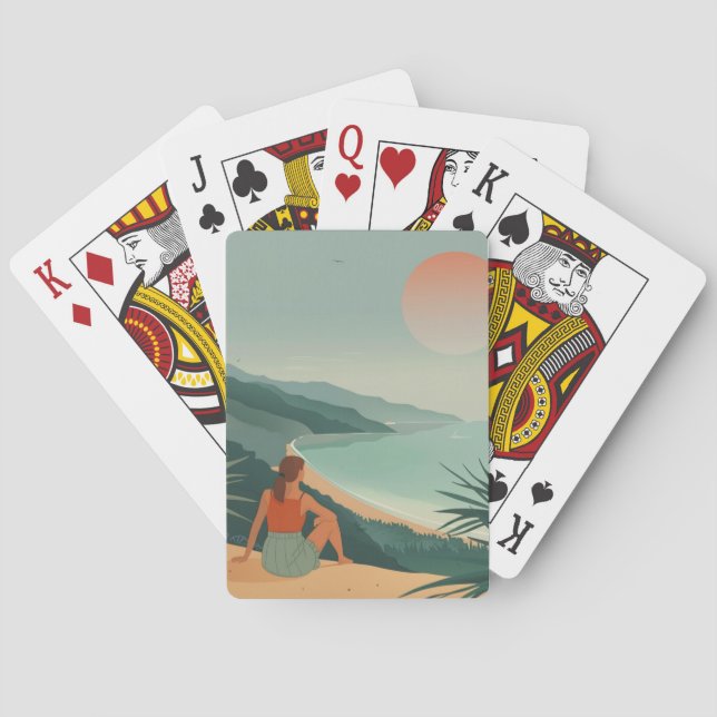 Boho Abstract Landscape (9) Playing Cards (Back)