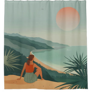 Boho Abstract Landscape (9) Shower Curtain