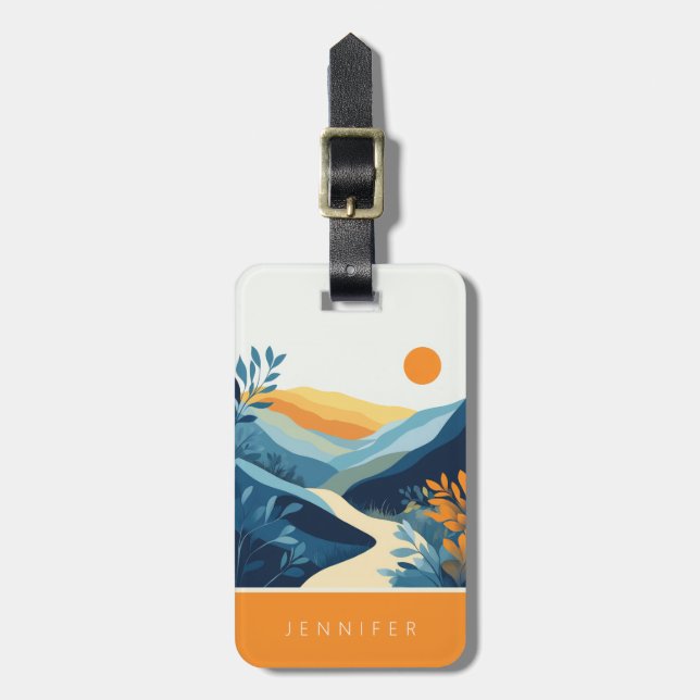 Boho Abstract Landscape Luggage Tag (Front Vertical)