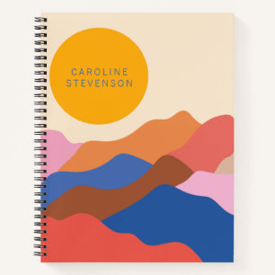 Boho Abstract Landscape Mountains Personalised  Notebook