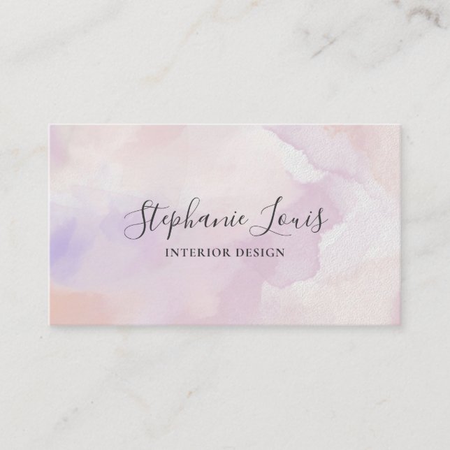 Boho Abstract Lavender Purple Watercolor | QR Code Calling Card (Front)