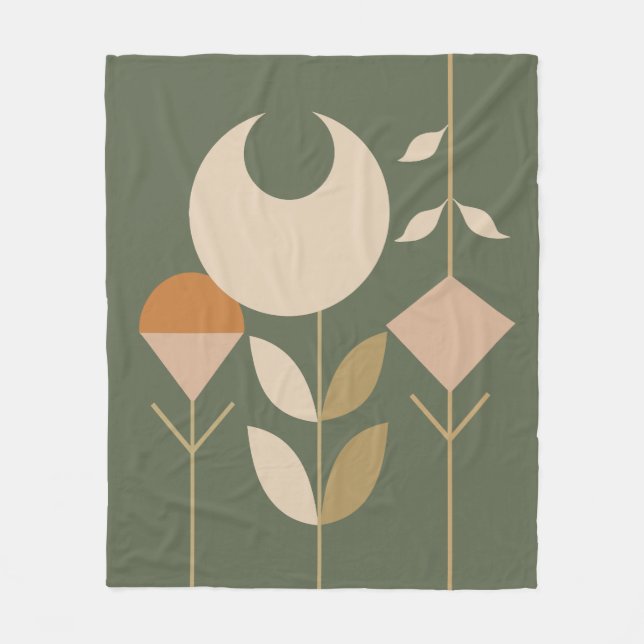 Boho Abstract Lily Fleece Blanket (Front)