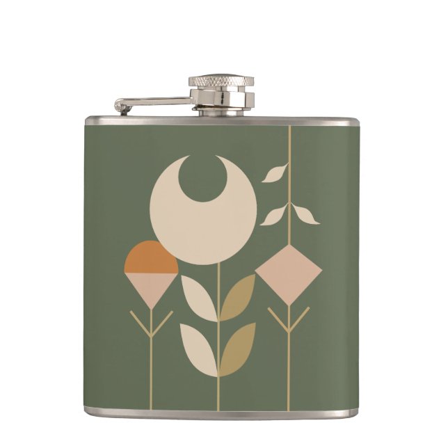 Boho Abstract Lily Hip Flask (Front)