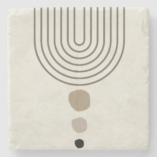 Boho Abstract Mid Century Modern   Stone Coaster