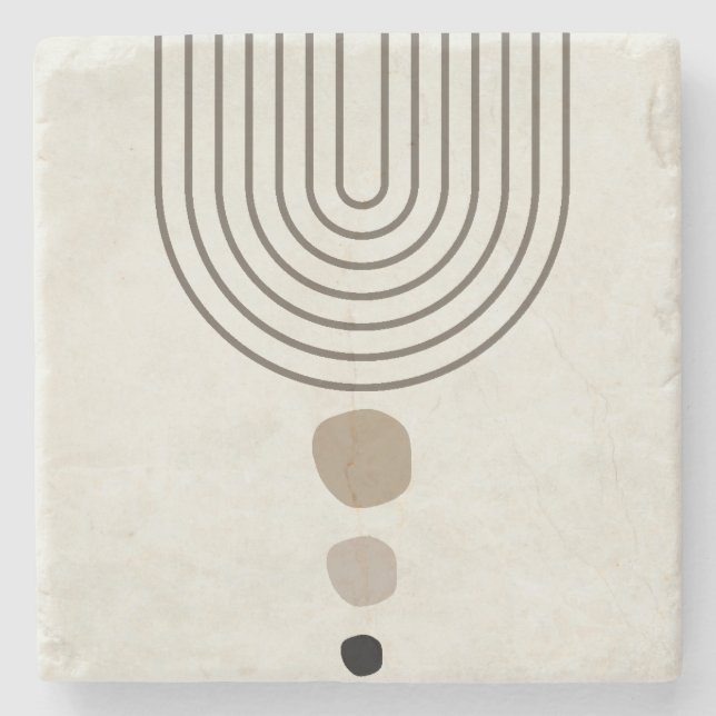 Boho Abstract Mid Century Modern   Stone Coaster (Front)