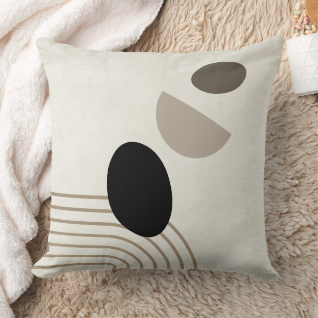 Boho Abstract Mid Century Modern Throw Pillow (Blanket)