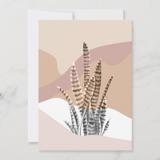 Boho Abstract Modern Succulent Holiday Card (Front)