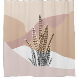Boho Abstract Modern Succulent Shower Curtain