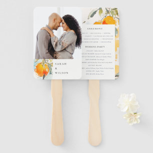 Boho Abstract Orange Garden Wedding Program Hand Fan