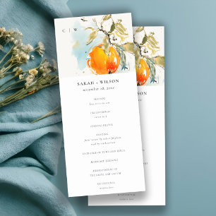 Boho Abstract Orange Garden Wedding Program Invitation