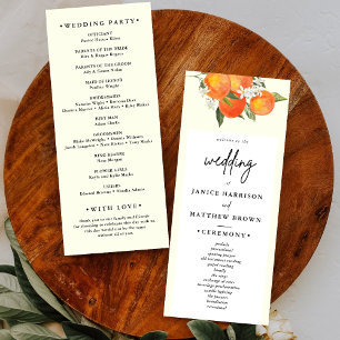 Boho Abstract Orange Garden Wedding Programme