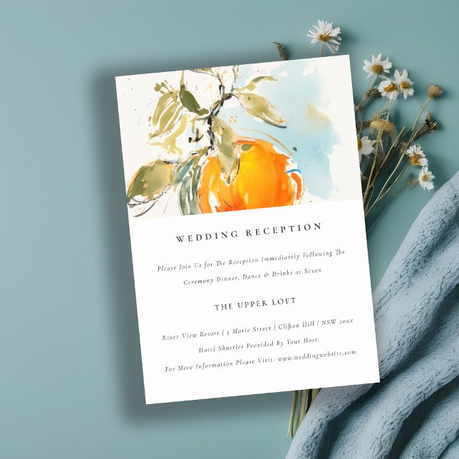 Boho Abstract Orange Garden Wedding Reception Enclosure Card (Creator Uploaded)