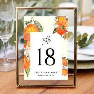 Boho Abstract Orange Garden Wedding Seating Table Number