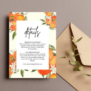 Boho Abstract Orange Wedding Details Enclosure Card
