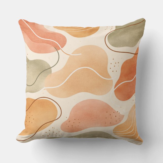 Boho Abstract Organic Shape Pillow - Earthy (Front)