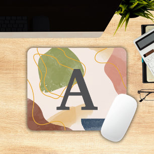 Boho Abstract Pattern Monogrammed Mousepad
