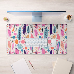 BOHO Abstract Pattern Pastel Botanical Desk Mat