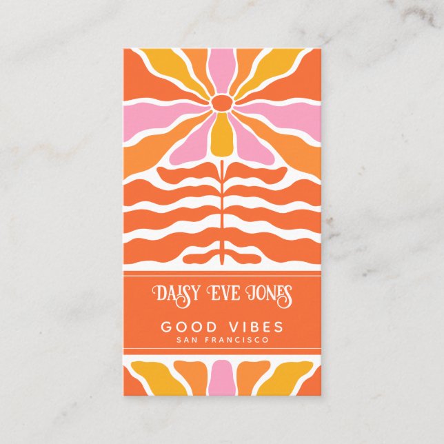 Boho Abstract Retro  Business Card (Front)