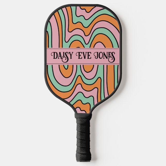 Boho Abstract Retro Personalised Pickleball Paddle (Front)
