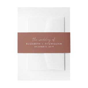 Boho Abstract Rust Maple Couples Wedding Of Invitation Belly Band
