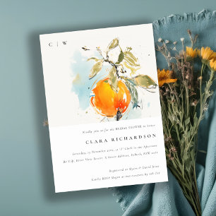 Boho Abstract Sketchy Orange Garden Bridal Shower Invitation