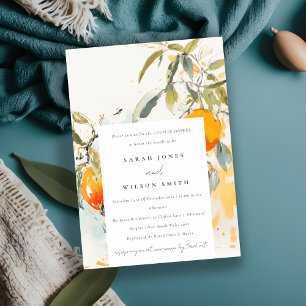 Boho Abstract Sketchy Orange Garden Couples Shower Invitation