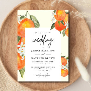 Boho Abstract Sketchy Orange Garden Wedding Invitation