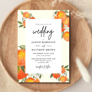 Boho Abstract Sketchy Orange Garden Wedding Invitation