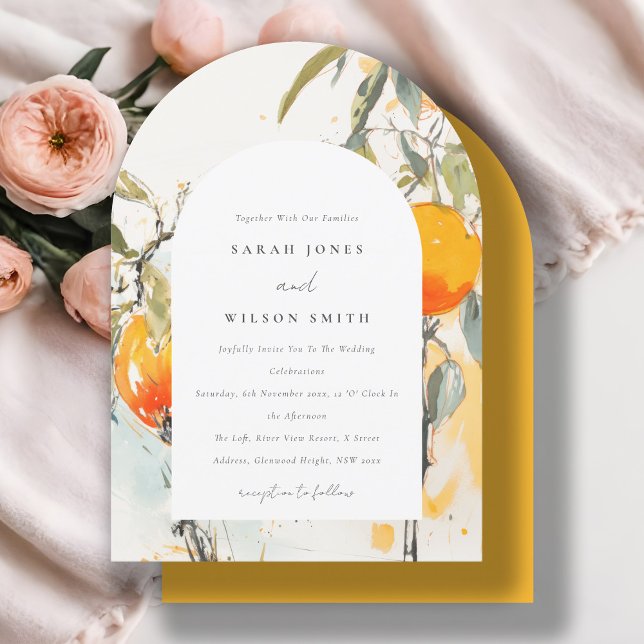 Boho Abstract Sketchy Orange Garden Wedding Invitation (Creator Uploaded)