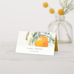 Boho Abstract Sketchy Orange Garden Wedding Place Card