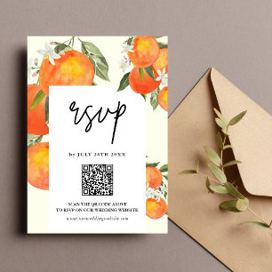 Boho Abstract Sketchy Orange Garden Wedding RSVP Card