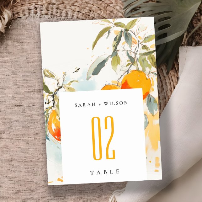 Boho Abstract Sketchy Orange Garden Wedding Table Number (Creator Uploaded)