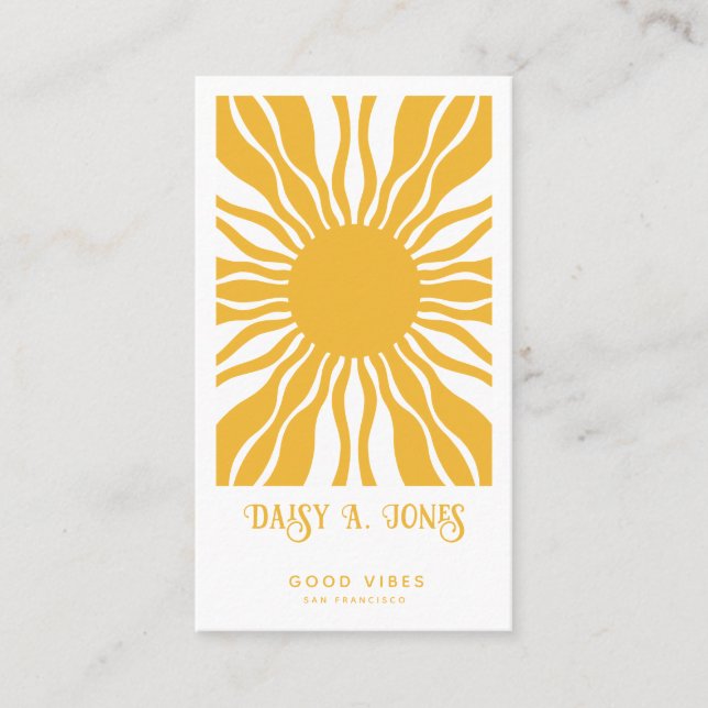 Boho Abstract Sun Rays | Retro Business Card (Front)