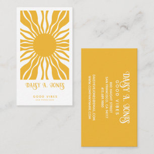 Boho Abstract Sun Rays   Retro Business Card