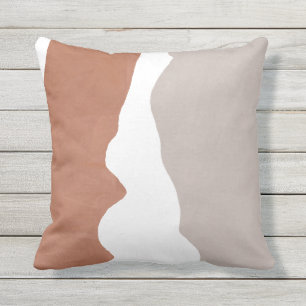Boho Abstract Terracotta Cream Silver Throw Pillow