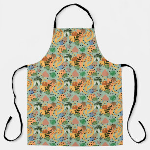 boho abstract tropical pattern -minimal leaf desig apron