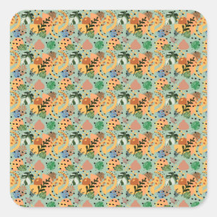 boho abstract tropical pattern -minimal leaf desig square sticker