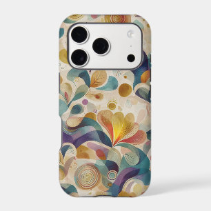 Boho Abstract Watercolor Floral Swirl Gold Teal