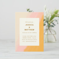 Boho Abstract Watercolor Pink Yellow Wedding 