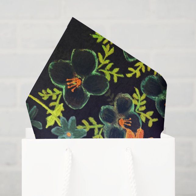 Boho Acrylic Painting Floral Design Tissue Paper (Gift Bag)