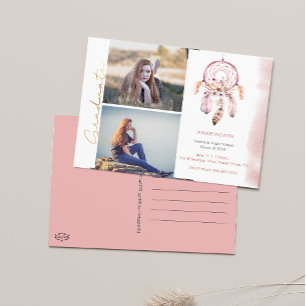 Boho Add Your Photos Graduation Postcard