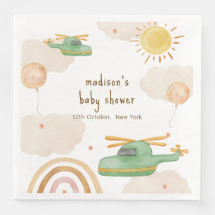 Boho Adventure Helicopter Airplane Baby Shower Napkin
