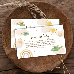 Boho Adventure Helicopter Books For Baby Shower Enclosure Card