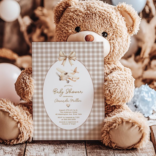 Boho Aeroplane Baby Shower Invitation (Creator Uploaded)