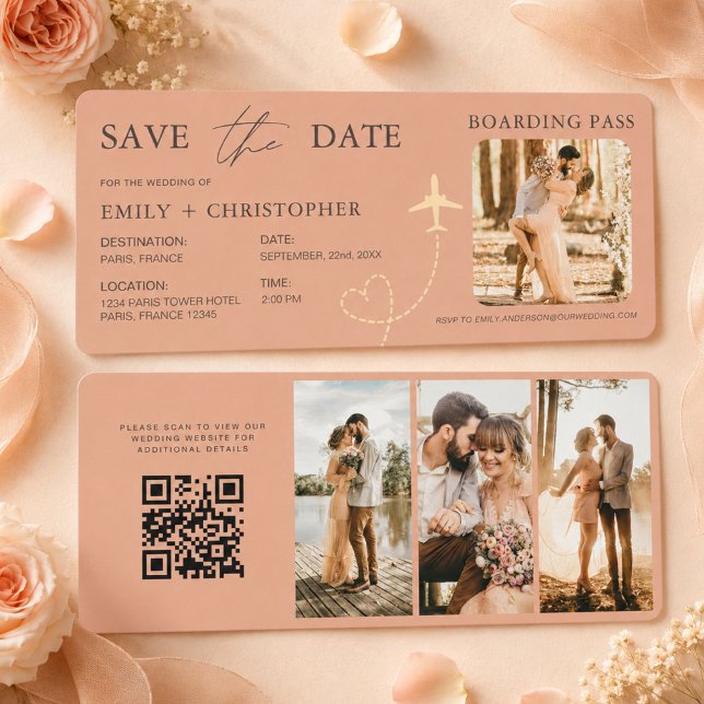 Boho Aeroplane Boarding Pass Plane Save the Date (Creator Uploaded)