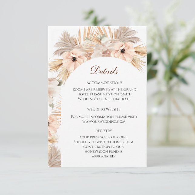 Boho Aesthetic Half Arch Desert Botanical Detail  Enclosure Card (Standing Front)