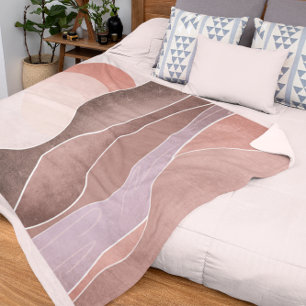 Boho Aesthetic Mountain Landscape Modern Artwork Fleece Blanket