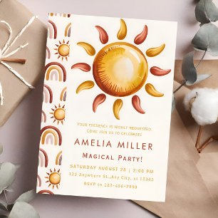 Boho Aesthetic Rainbow Party Invitation