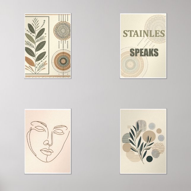 Boho Aesthetic Wall Frame Set – Minimal Print Set (Front)