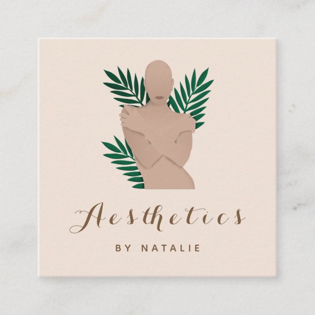 Boho Aesthetics Girl Body Silhouette Social Media Square Business Card (Front)